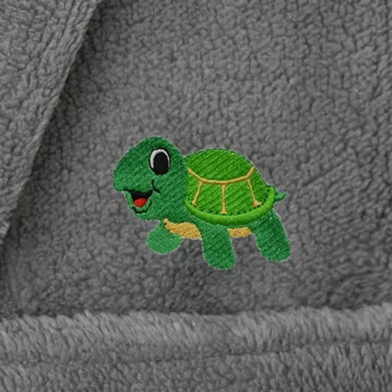 Linum Home Textiles Plush Turtle Kids Bathrobe Unisex Long Sleeve Length Robe