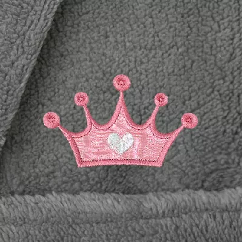 Linum Home Textiles Plush Crown Little & Big Girls Long Sleeve Bathrobe