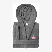 Linum Home Textiles Plush Crown Little & Big Girls Long Sleeve Bathrobe