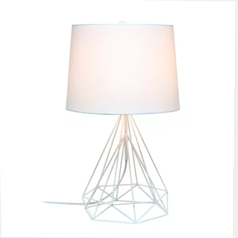 Lalia Home Geometric Wired Table Lamp with Fabric Shade
