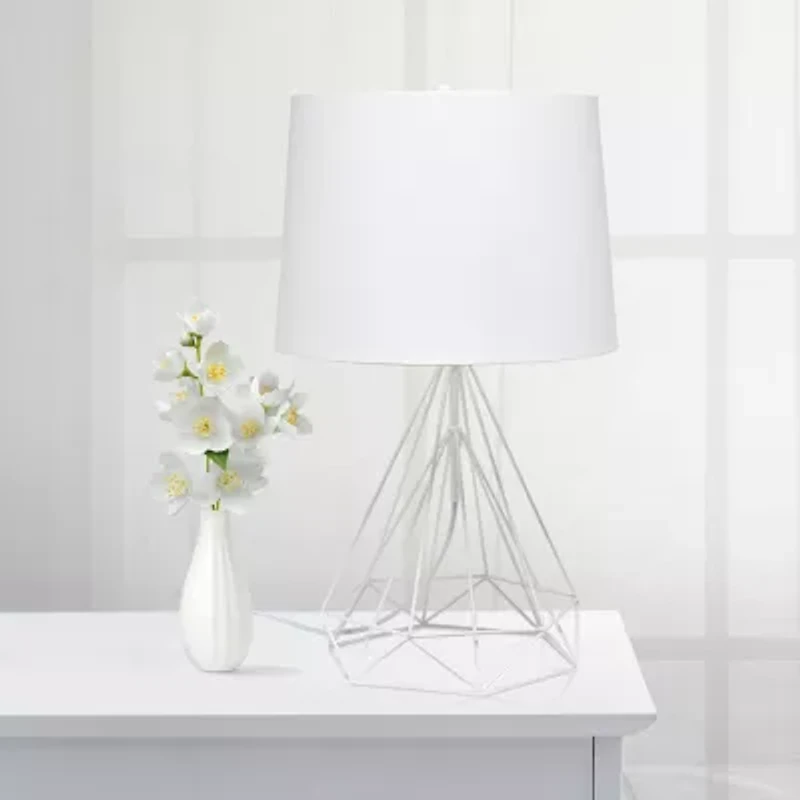 Lalia Home Geometric Wired Table Lamp with Fabric Shade