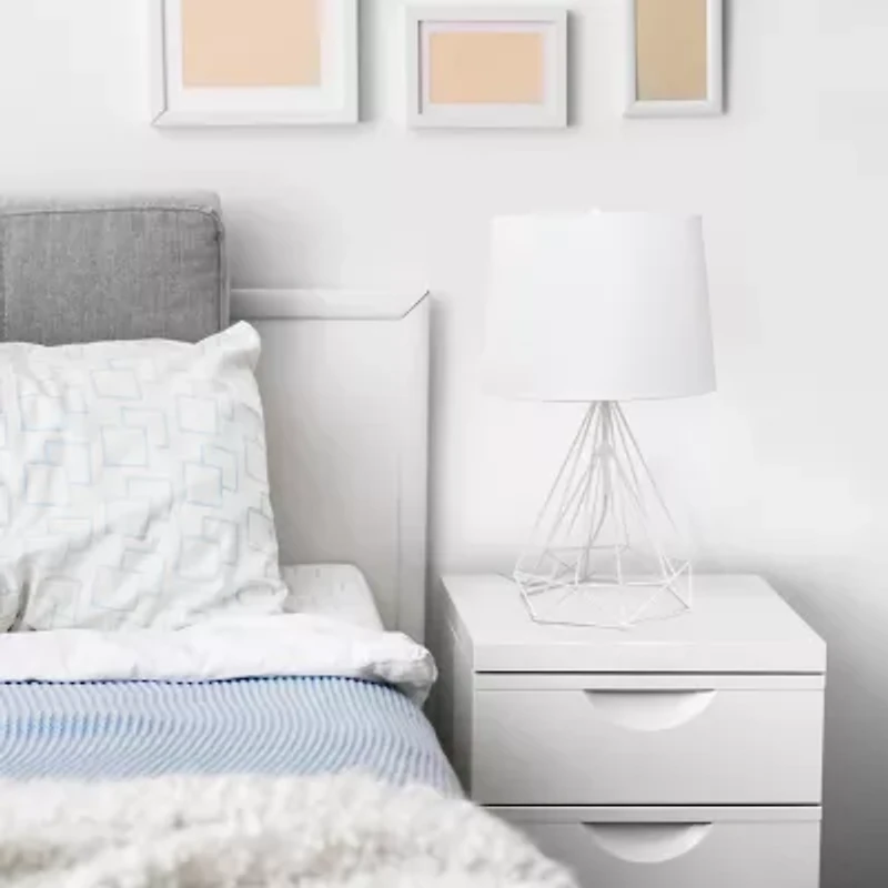 Lalia Home Geometric Wired Table Lamp with Fabric Shade