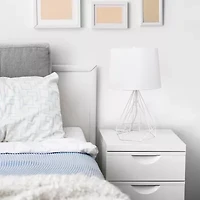 Lalia Home Geometric Wired Table Lamp with Fabric Shade