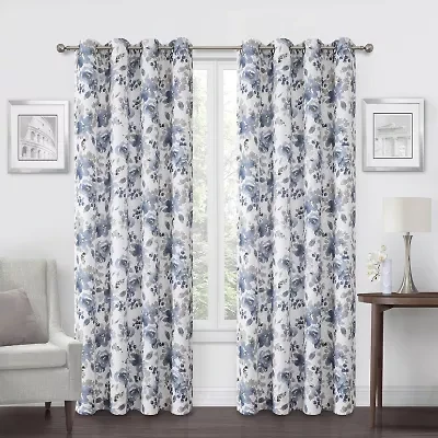 Regal Home Ayden Floral Grommet Top Energy Saving Blackout Single Curtain Panel