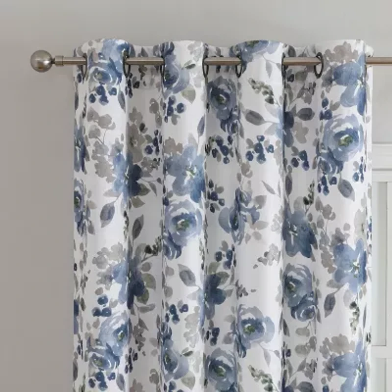 Regal Home Ayden Floral Grommet Top Energy Saving Blackout Single Curtain Panel