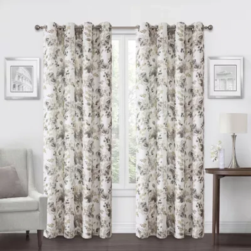 Regal Home Ayden Floral Grommet Top Energy Saving Blackout Single Curtain Panel