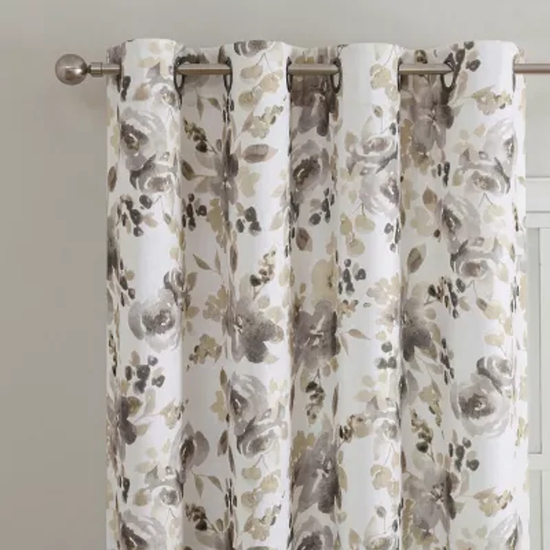 Regal Home Ayden Floral Grommet Top Energy Saving Blackout Single Curtain Panel