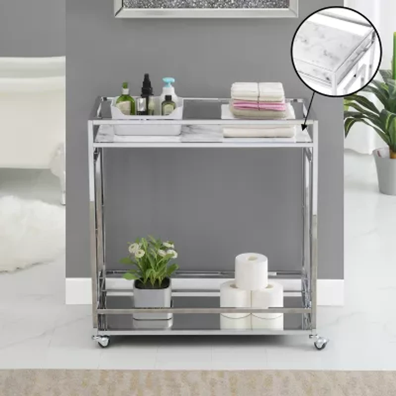Town Square Faux Marble-Top Kitchen Cart