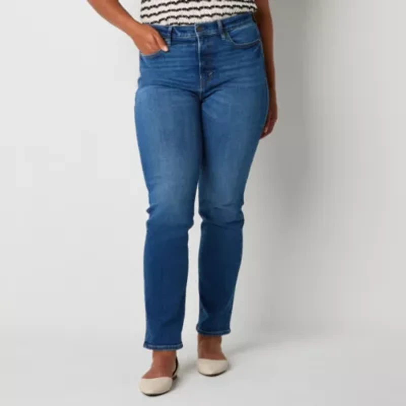 a.n.a Womens Tall High Rise Straight Leg Jean