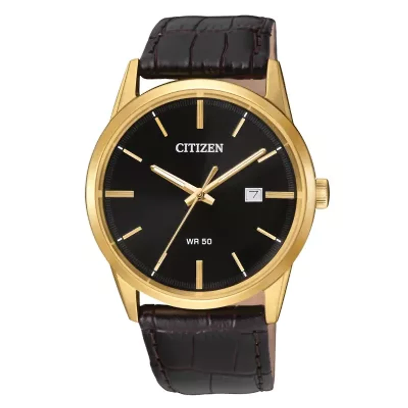 Citizen Quartz Mens Brown Leather Strap Watch Bi5002-06e
