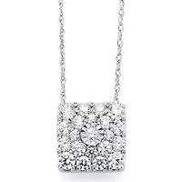 Diamond Blossom 1/2CT.T.W. Natural Diamond 10K White Gold Square Pendant Necklace
