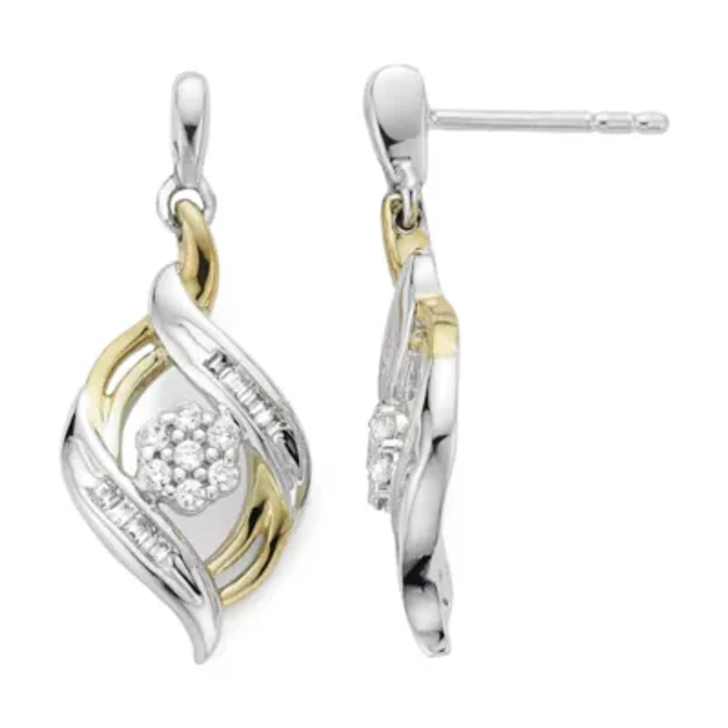 Diamond Blossom 1/4 CT.T.W. Natural Diamond Sterling SIlver with 14k Gold over SIlver Accent Earrings