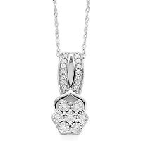 Diamond Blossom 1/10 CT.T.W. Natural Diamond in Sterling SIlver Pendant Necklace