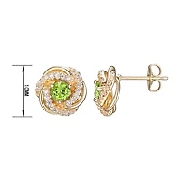 Genuine Green Peridot 18K Gold Over Silver 15.5mm Round Stud Earrings