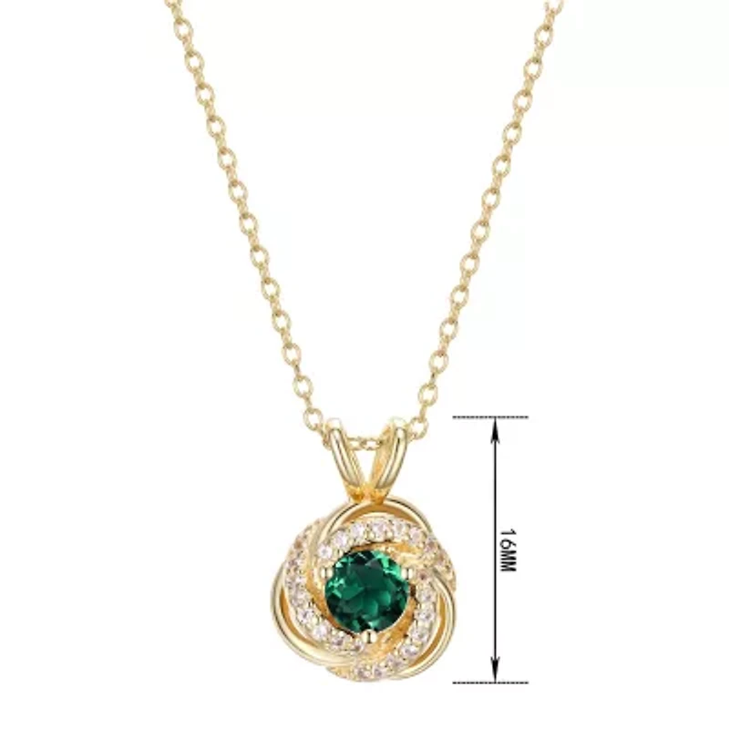 Womens Lab Created Green Quartz 18K Gold Over Silver Knot 18 Inch Pendant Necklace