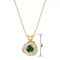 Womens Lab Created Green Quartz 18K Gold Over Silver Knot 18 Inch Pendant Necklace