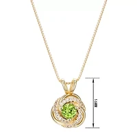 Womens Genuine Green Peridot 18K Gold Over Silver Round 18 Inch Pendant Necklace