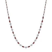 Womens Red Garnet Sterling Silver 18 Inch Tennis Necklace