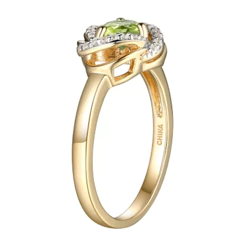 Womens Genuine Green Peridot 18K Gold Over Silver Knot Cocktail Ring