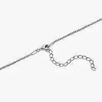 Silver Treasures Womens Cubic Zirconia Sterling Silver Heart 16 Inch Pendant Necklace