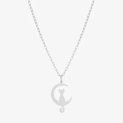 Silver Treasures Cat Womens Sterling Silver 16 Inch Pendant Necklace