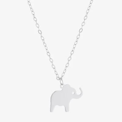 Silver Treasures Elephant Womens Sterling Silver 16 Inch Pendant Necklace