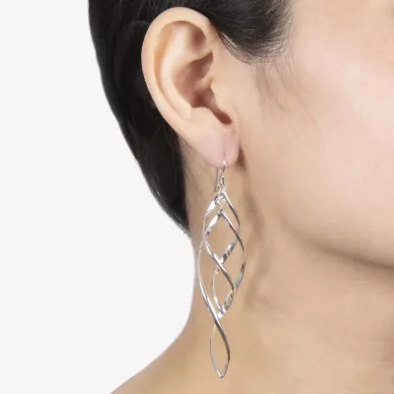 Silver Reflections Womens Pure Silver Over Brass Drop Earrings