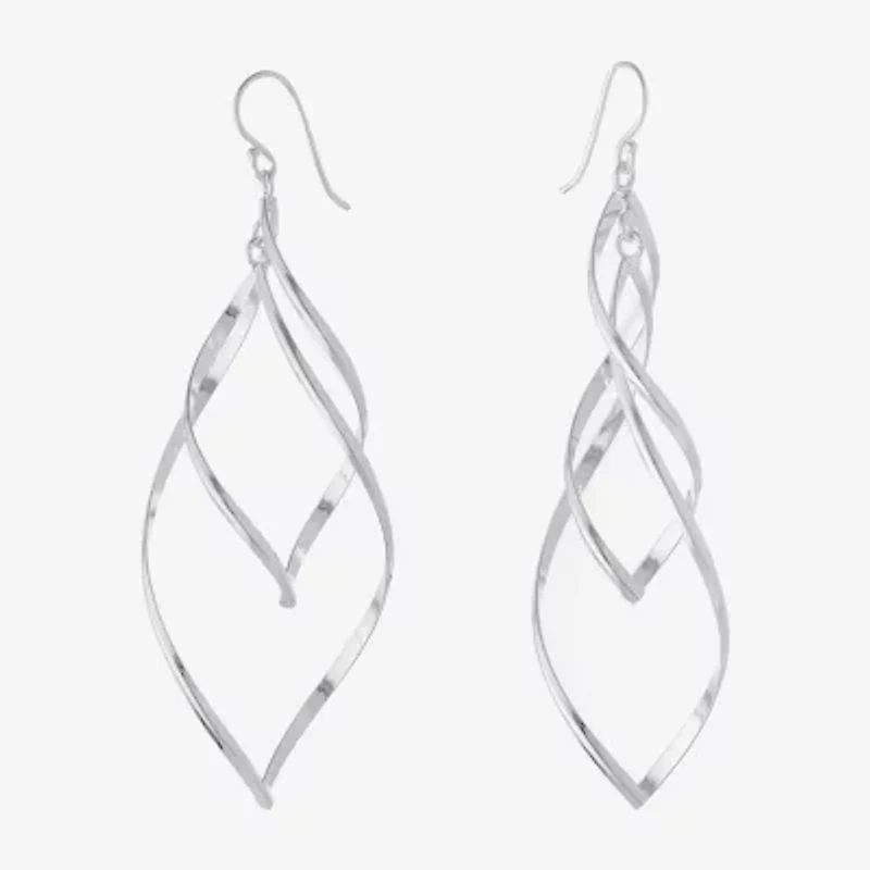 Silver Reflections Womens Pure Silver Over Brass Drop Earrings
