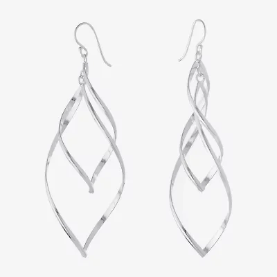 Silver Reflections Womens Pure Silver Over Brass Drop Earrings