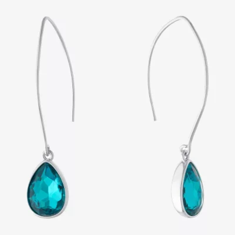Sparkle Allure Womens Red Crystal Pure Silver Over Brass Pear Drop Earrings