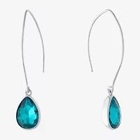 Sparkle Allure Womens Red Crystal Pure Silver Over Brass Pear Drop Earrings