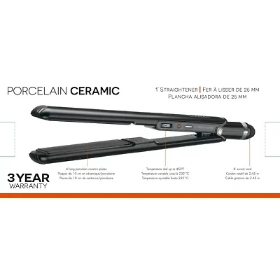 BaBylissPRO® Porcelain Ceramic 1" Straightening Iron