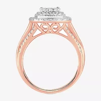 Womens 1 CT.T.W. Natural Diamond 10K or 14K Gold Cushion Side Stone Halo Engagement Ring