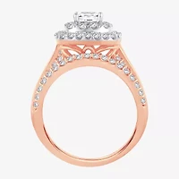 (H-I / SI1-SI2) Signature By Modern Bride Womens 2 CT. T.W. Lab Grown White Diamond 10K or 14K Gold Cushion Bridal Set