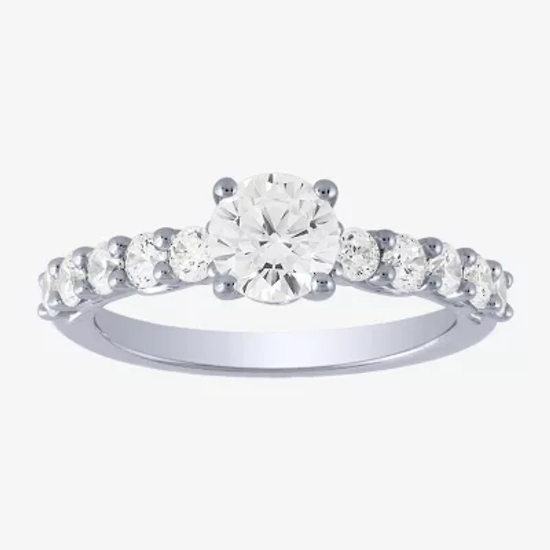 (H-I / I1) Womens 2 CT. T.W. Lab Grown White Diamond 10K Gold Side Stone Bridal Set
