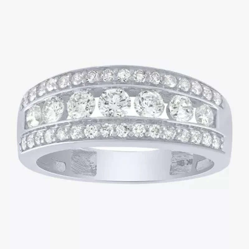(H-I / I1) Womens 1 CT. T.W. Lab Grown White Diamond 10K Gold Anniversary Wedding Band