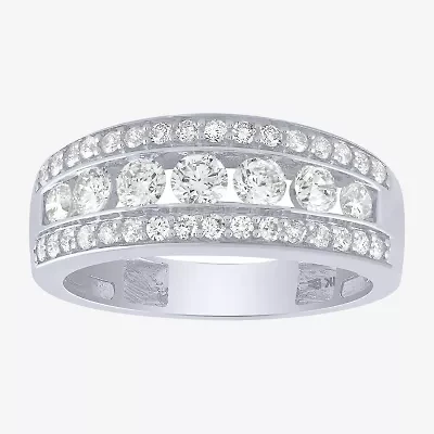 (H-I / I1) Womens 1 CT. T.W. Lab Grown White Diamond 10K Gold Anniversary Wedding Band