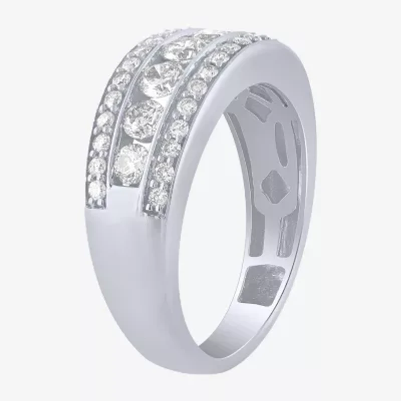 (H-I / I1) Womens 1 CT. T.W. Lab Grown White Diamond 10K Gold Anniversary Wedding Band