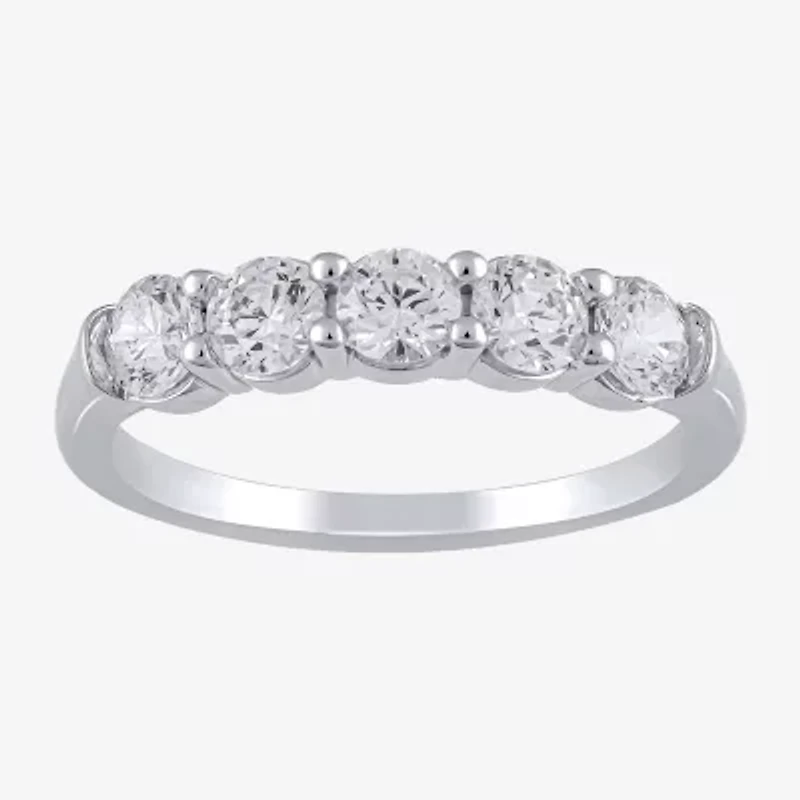 (H-I / I1) Womens 1 CT. T.W. Lab Grown White Diamond 10K Gold 5-Stone Wedding Band