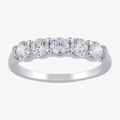 (H-I / I1) Womens 1 CT. T.W. Lab Grown White Diamond 10K Gold 5-Stone Wedding Band