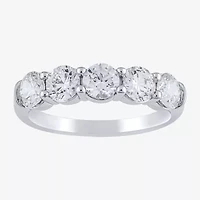 (H-I / I1) Womens 2 CT. T.W. Lab Grown White Diamond 10K Gold 5-Stone Anniversary Band