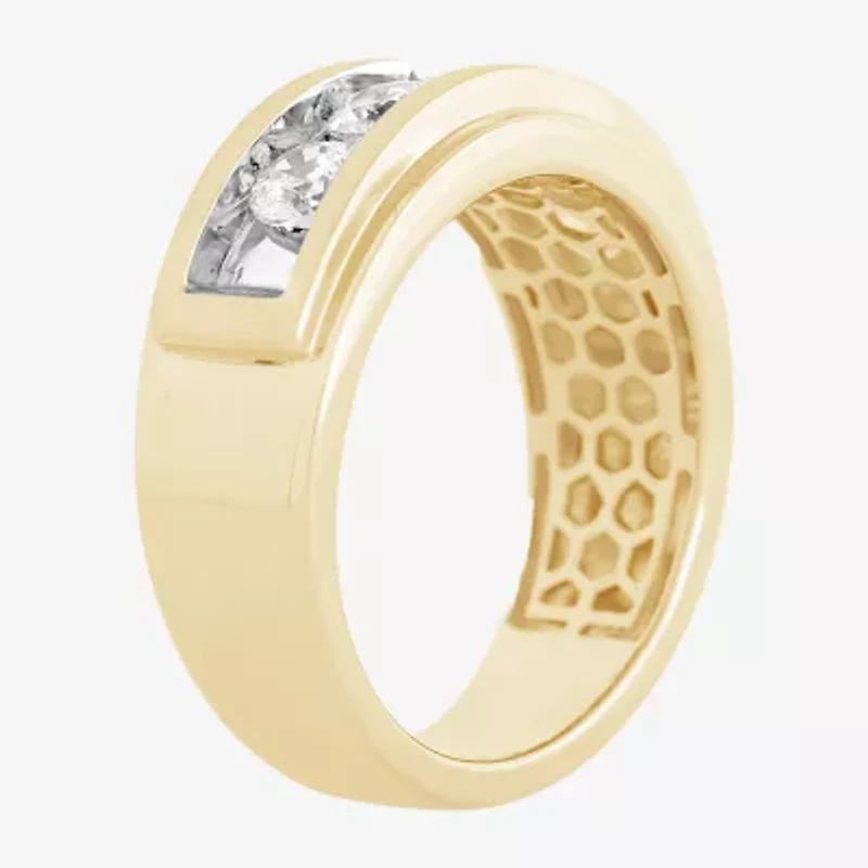 (H-I / I1) Mens 1 1/2 CT. T.W. Lab Grown White Diamond 10K Gold Wedding Band