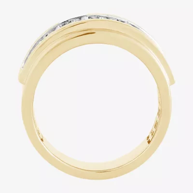 (H-I / I1) Mens 1 1/2 CT. T.W. Lab Grown White Diamond 10K Gold Wedding Band