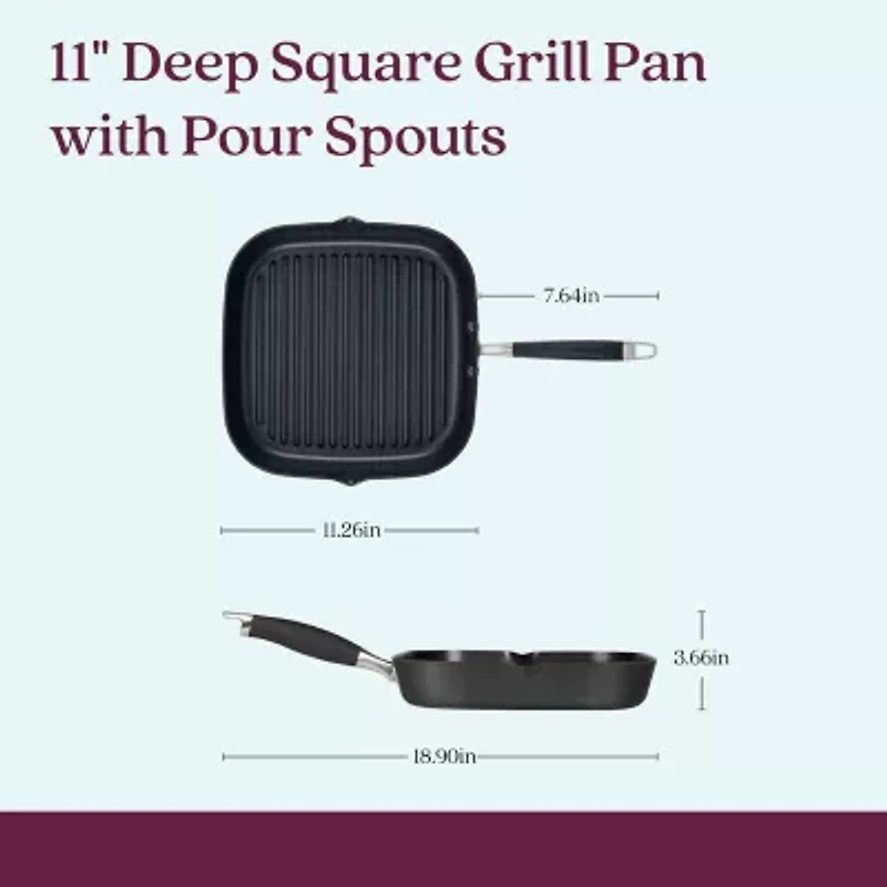 Anolon Advanced Home Hard Anodized 11" Square Grill Pan with Pour Spouts