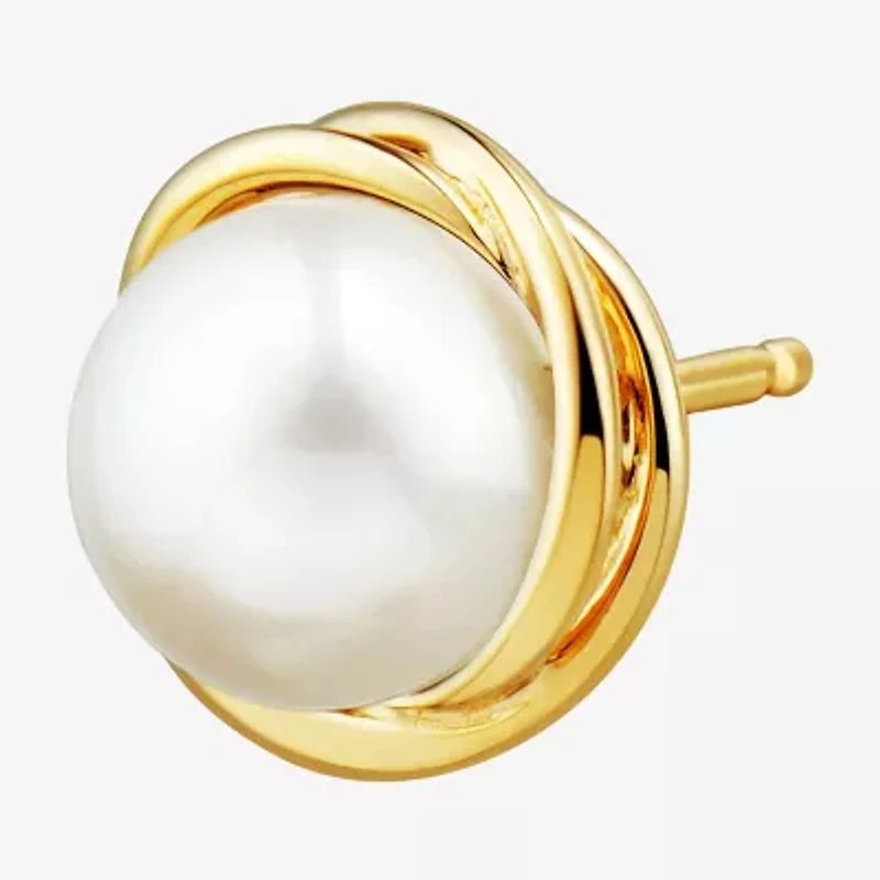 Certified Sofia™ Cultured Freshwater Pearl 10K Gold Knot Stud Earrings