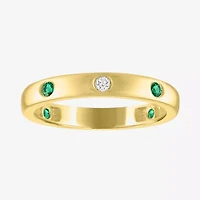 Lab Created Gemstone and 1/10 CT. T.W. Grown Diamond Wedding Band 10K Gold