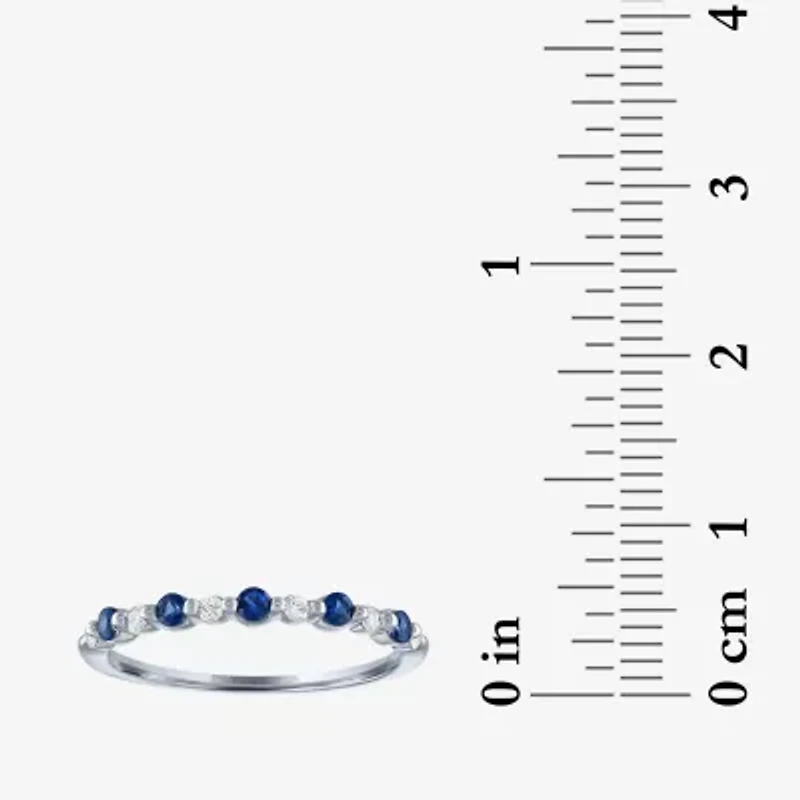 Modern Bride Lab-Created Gemstone and 1/10 CT.T.W. Lab-Grown Diamond 2MM Wedding Band 10K Gold