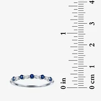 Modern Bride Lab-Created Gemstone and 1/10 CT.T.W. Lab-Grown Diamond 2MM Wedding Band 10K Gold