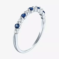 Modern Bride Lab-Created Gemstone and 1/10 CT.T.W. Lab-Grown Diamond 2MM Wedding Band 10K Gold