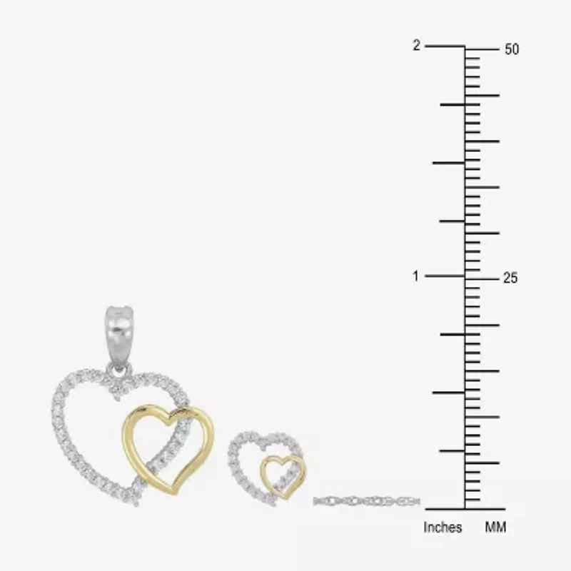 Womens Cubic Zirconia 10K Gold Sterling Silver Heart 2-pc. Jewelry Set